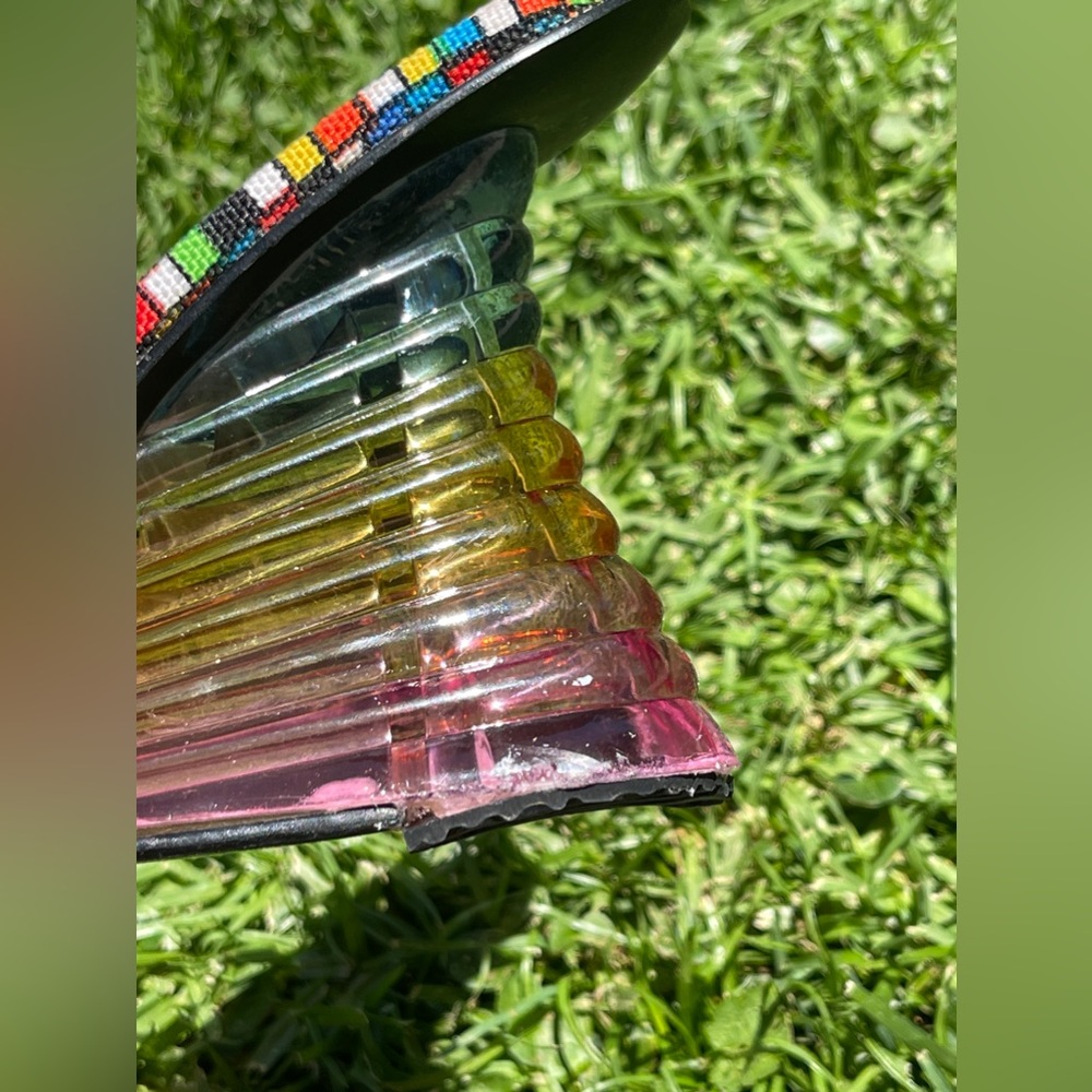 Y2K Vintage Clear Rainbow Heel with Checkerboard Footbed - Picture 13 of 13